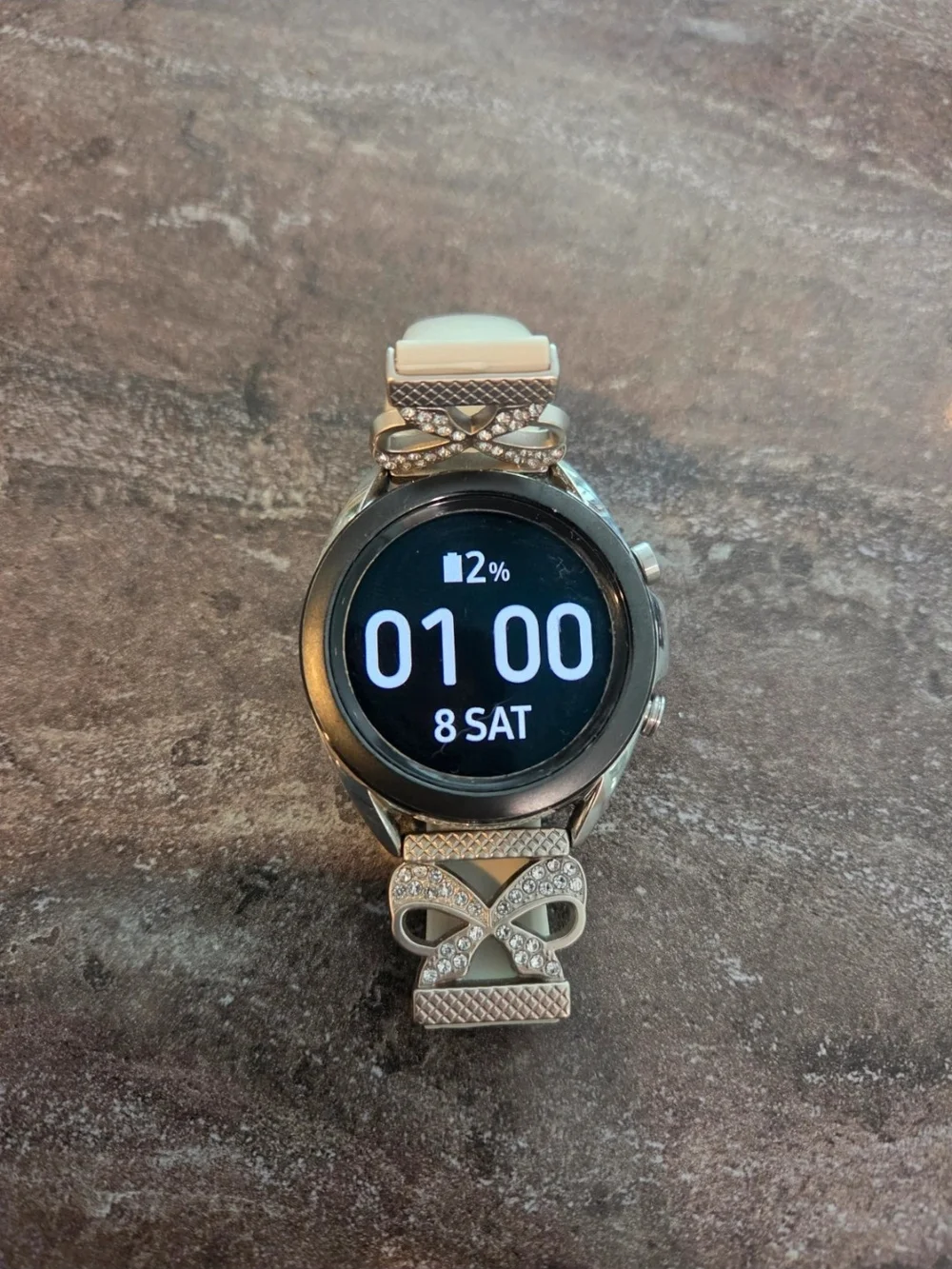 Samsung Galaxy Watch3 Silver with White Decorative Band